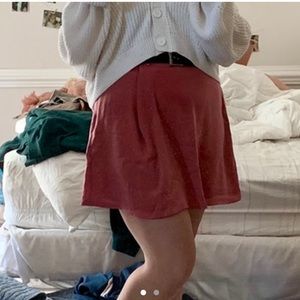 pink american eagle faux satin/silk skirt